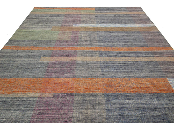 Modern Kilim Flatweave Wool Rug 8 X 11