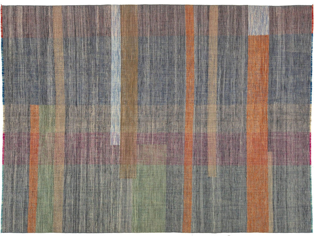 Modern Kilim Flatweave Wool Rug 8 X 11