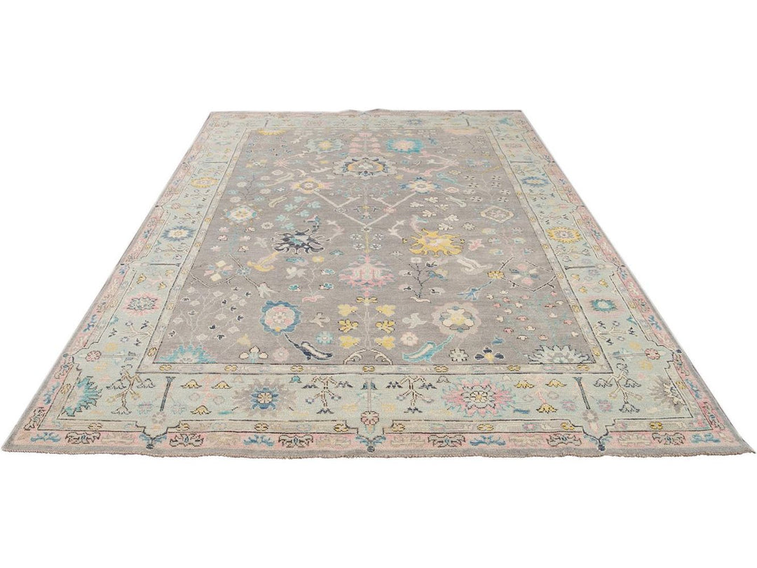 Modern Oushak Wool Rug 9 X 12