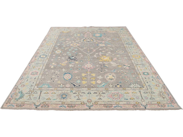 Modern Oushak Wool Rug 9 X 12