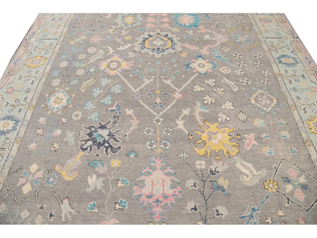 Modern Oushak Wool Rug 9 X 12