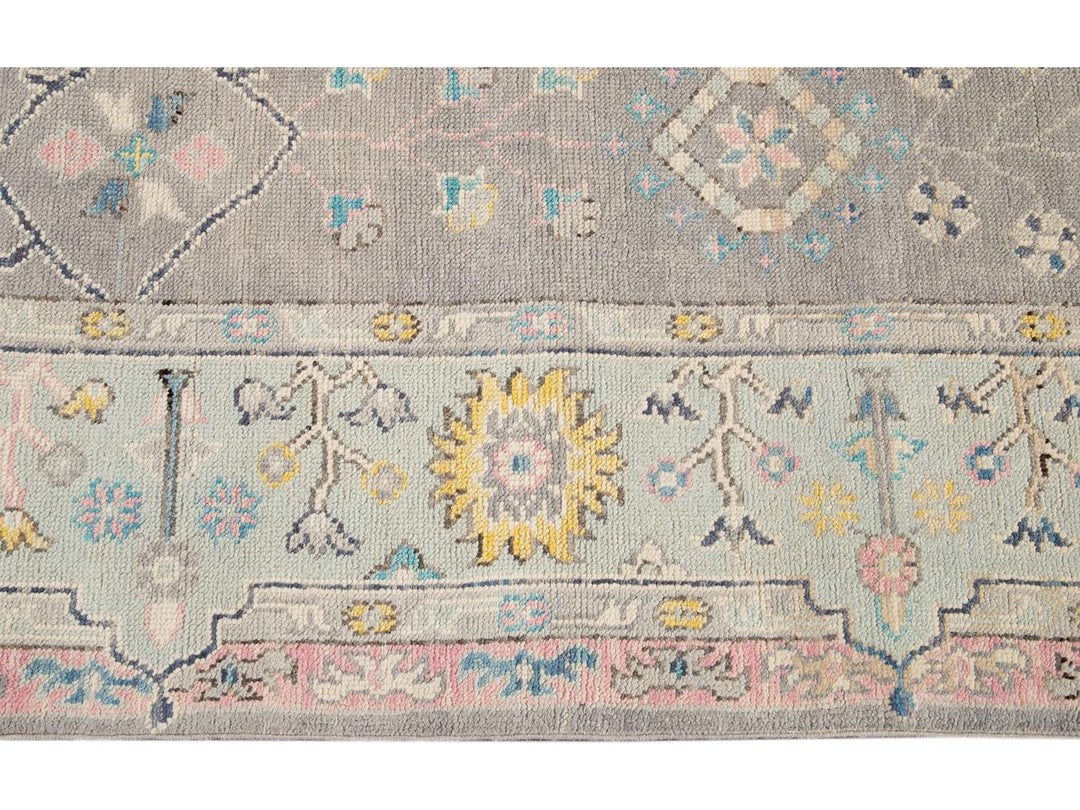 Modern Oushak Wool Rug 9 X 12