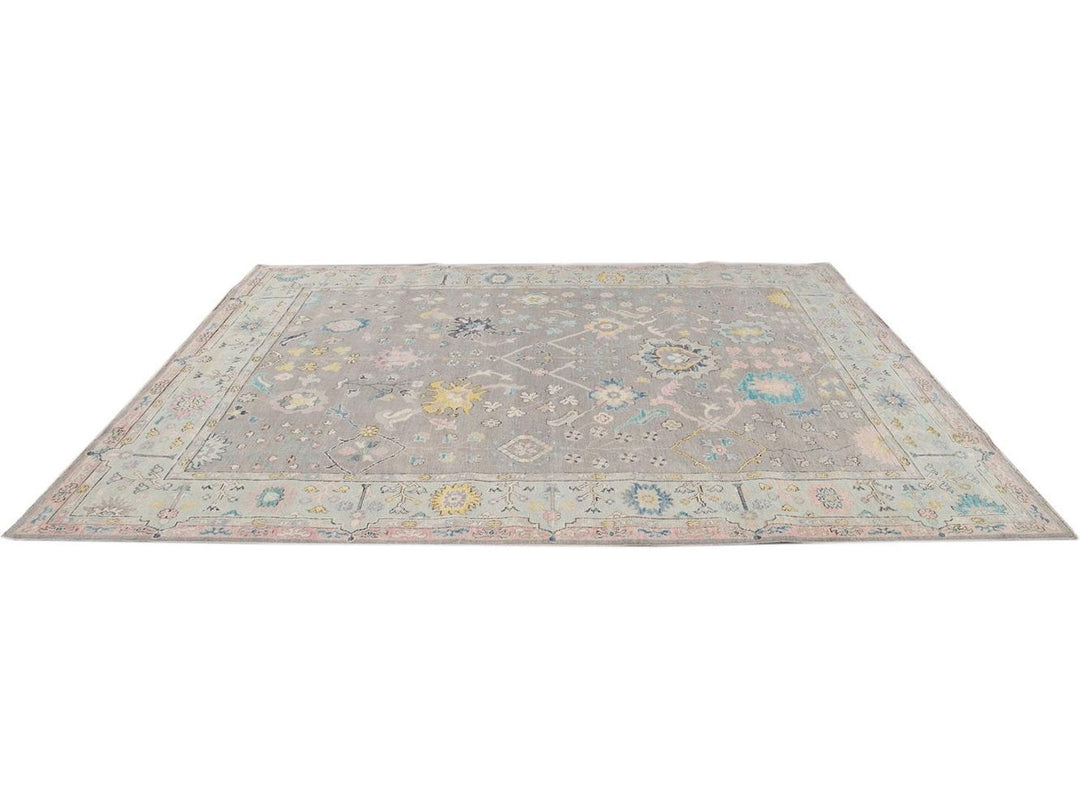 Modern Oushak Wool Rug 9 X 12