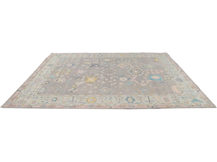 Modern Oushak Wool Rug 9 X 12