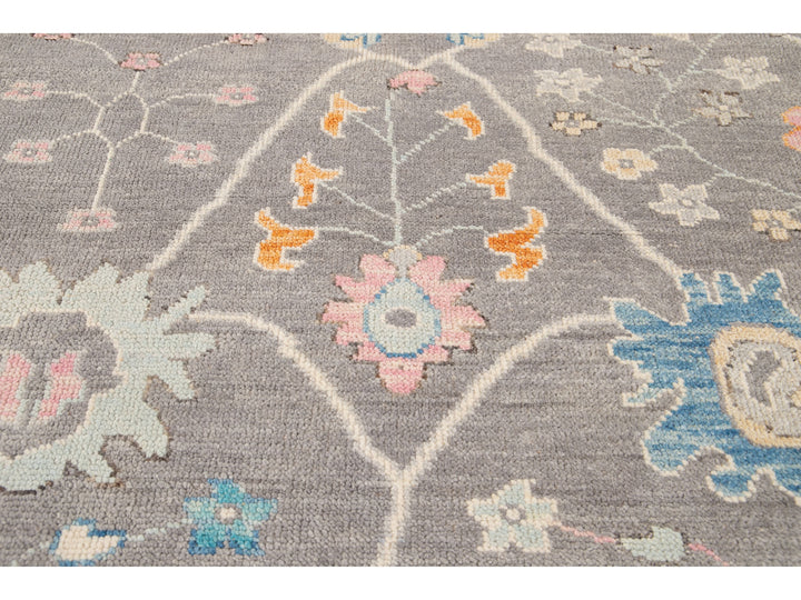 Modern Oushak Wool Rug 13 X 15
