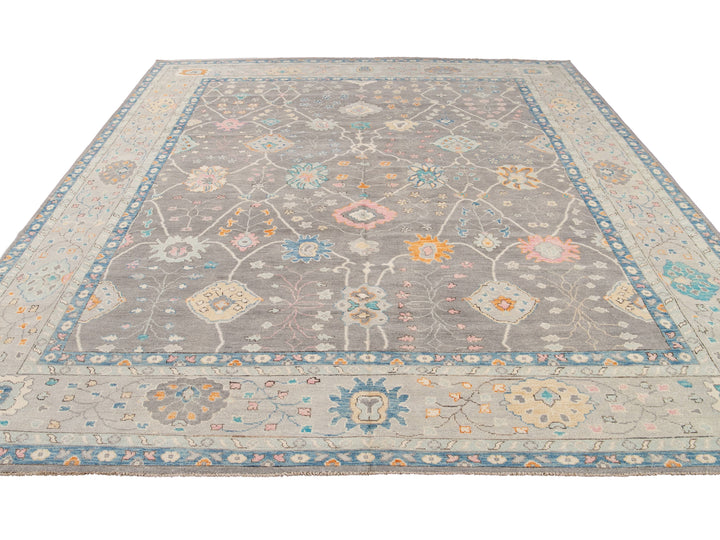 Modern Oushak Wool Rug 13 X 15