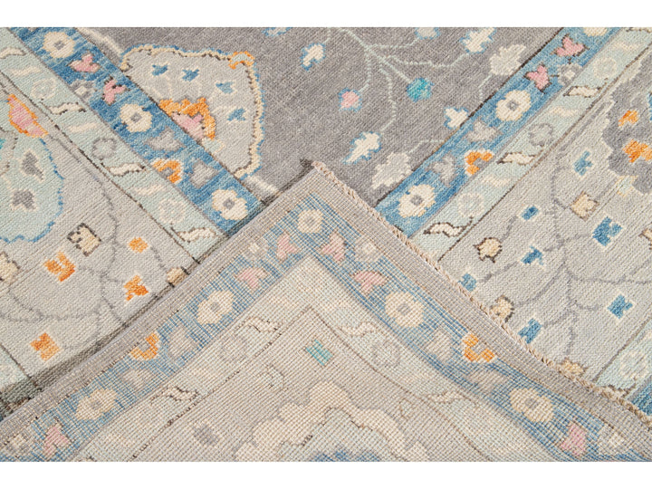 Modern Oushak Wool Rug 13 X 15