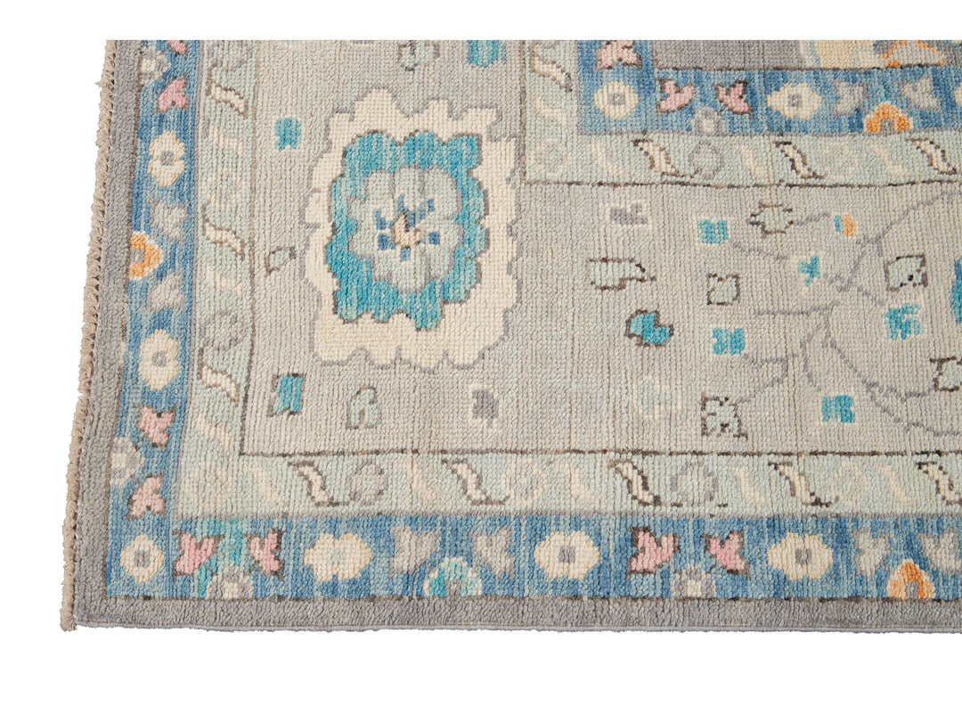 Modern Oushak Wool Rug 13 X 15
