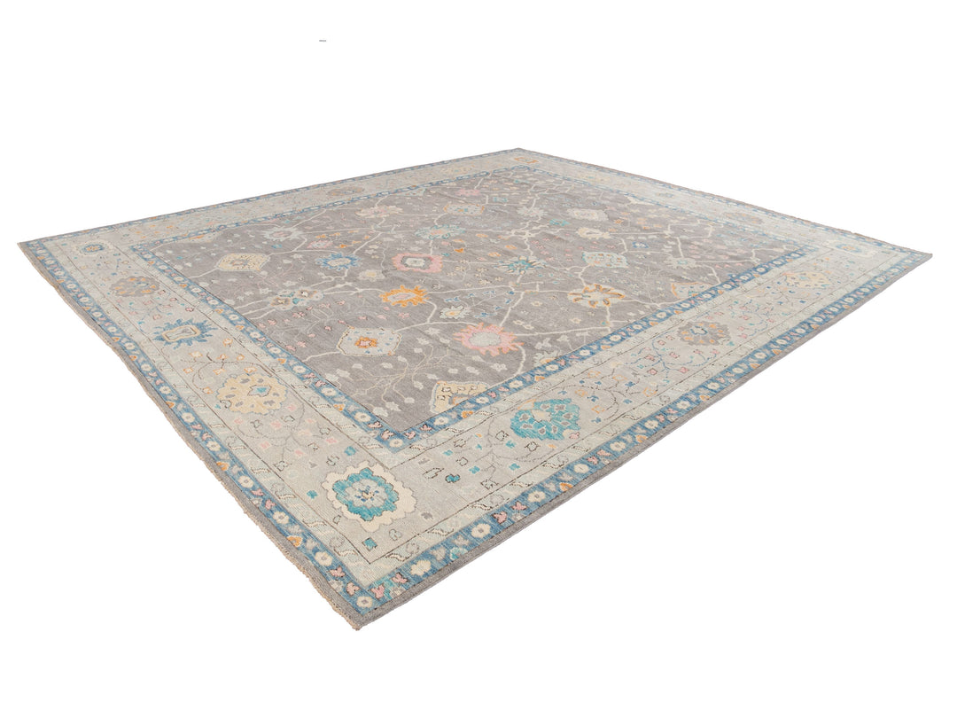 Modern Oushak Wool Rug 13 X 15