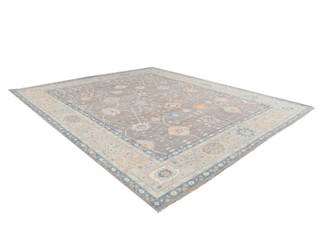 Modern Oushak Wool Rug 13 X 15