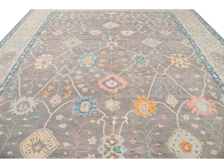 Modern Oushak Wool Rug 13 X 15