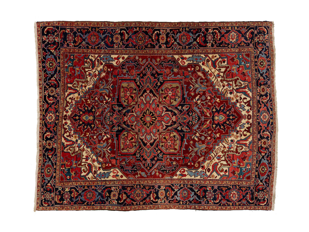 Antique Heriz Serapi Wool Rug 9 X 11