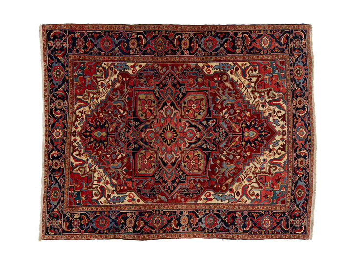 Antique Heriz Serapi Wool Rug 9 X 11