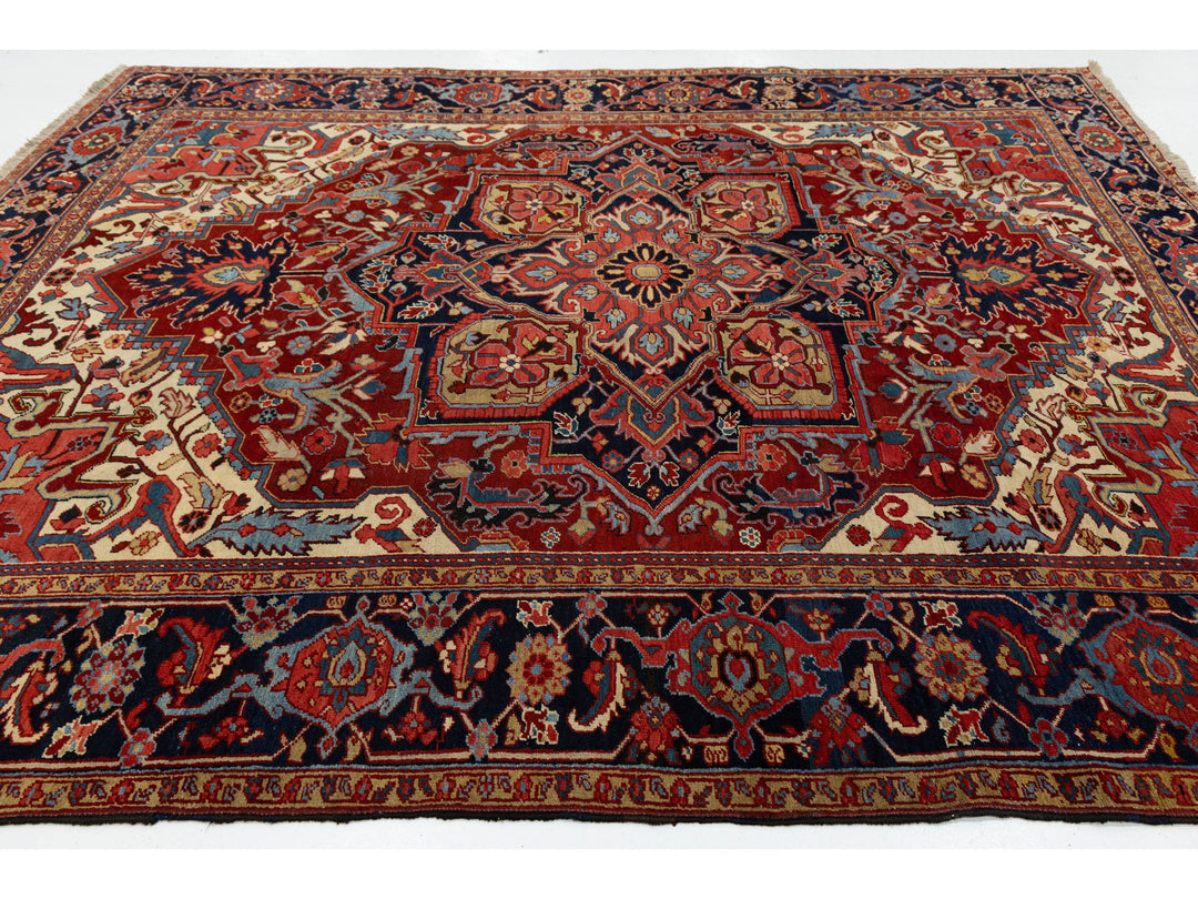 Antique Persian Serapi Wool Rug 9 X 11
