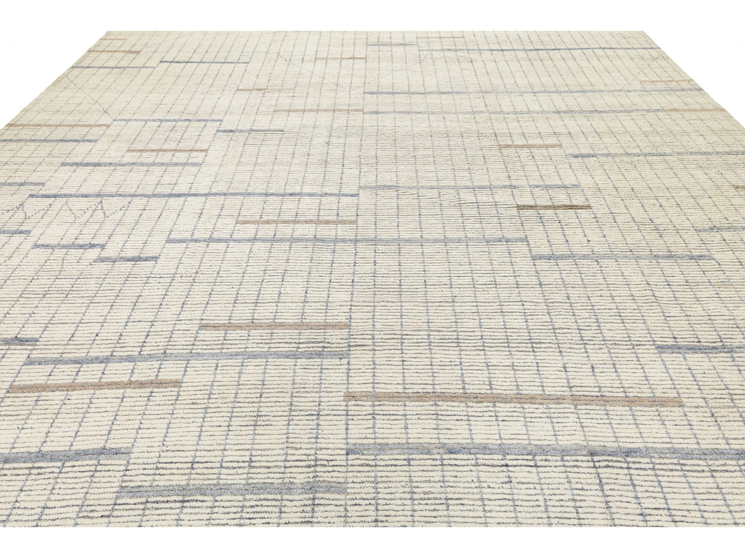 Modern Moroccan Wool Rug 12 X 15