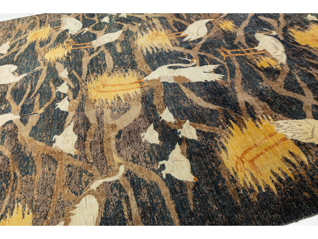 Modern Arts &amp; Crafts Wool Rug 10 X 14