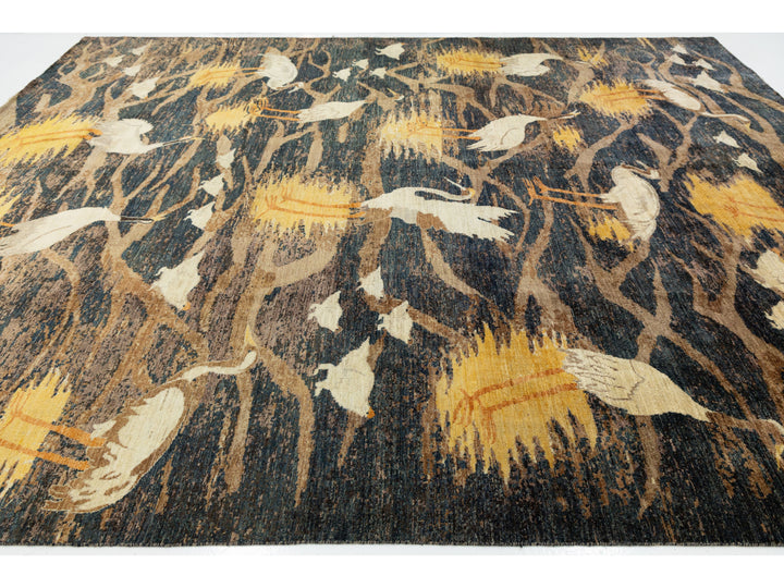 Modern Arts &amp; Crafts Wool Rug 10 X 14
