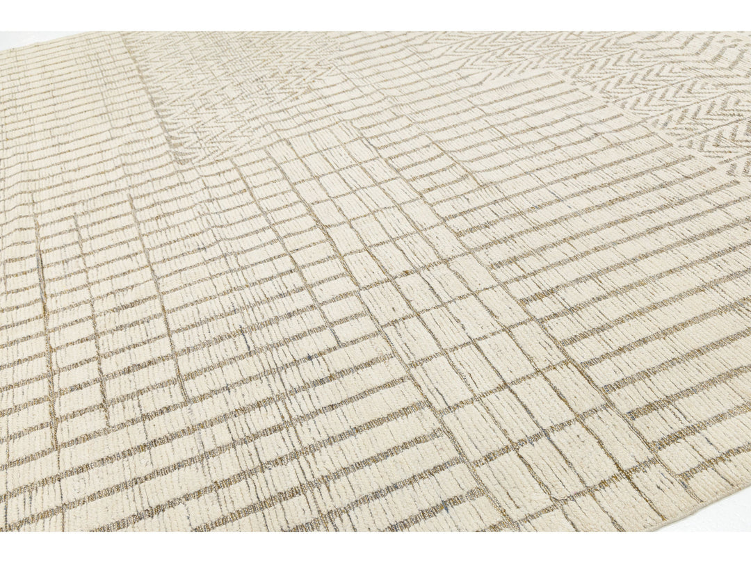 Modern Moroccan Wool Rug 12 X 15