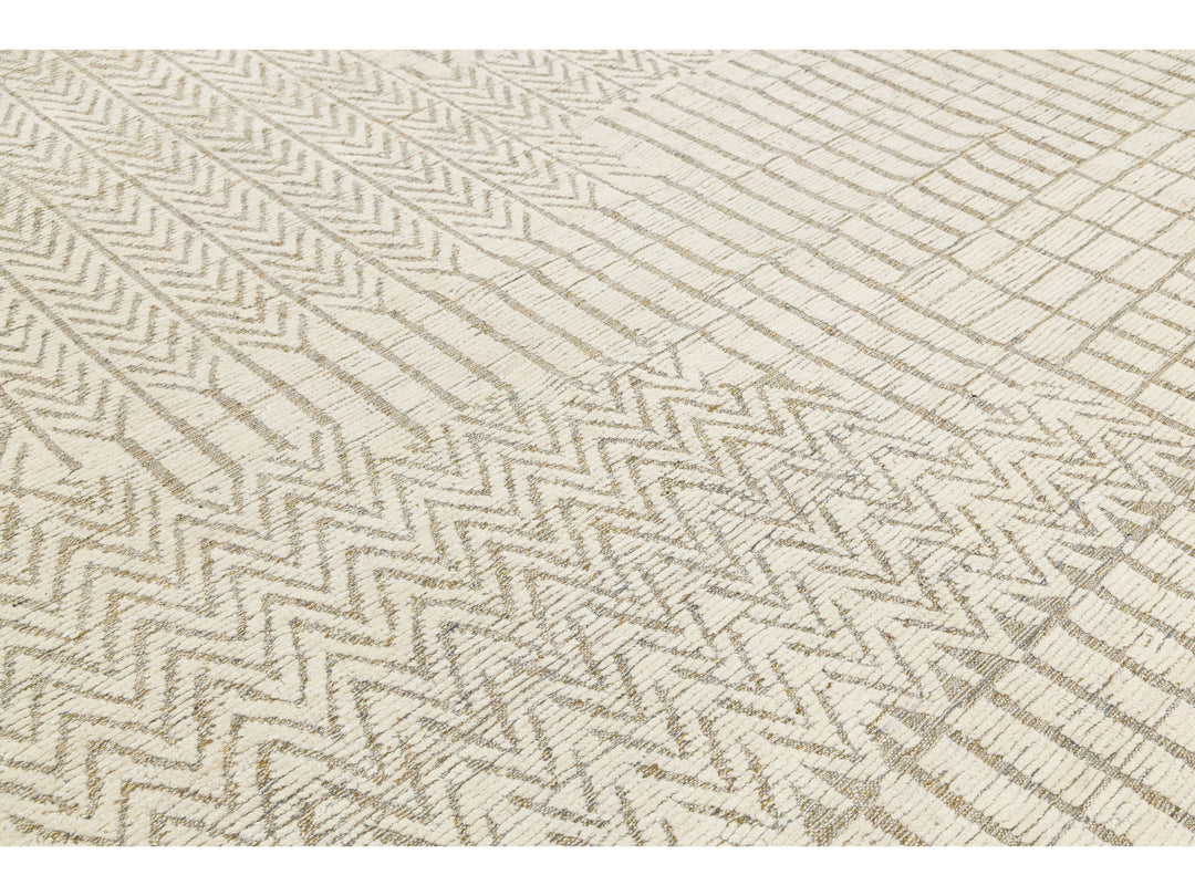 Modern Moroccan Wool Rug 12 X 15