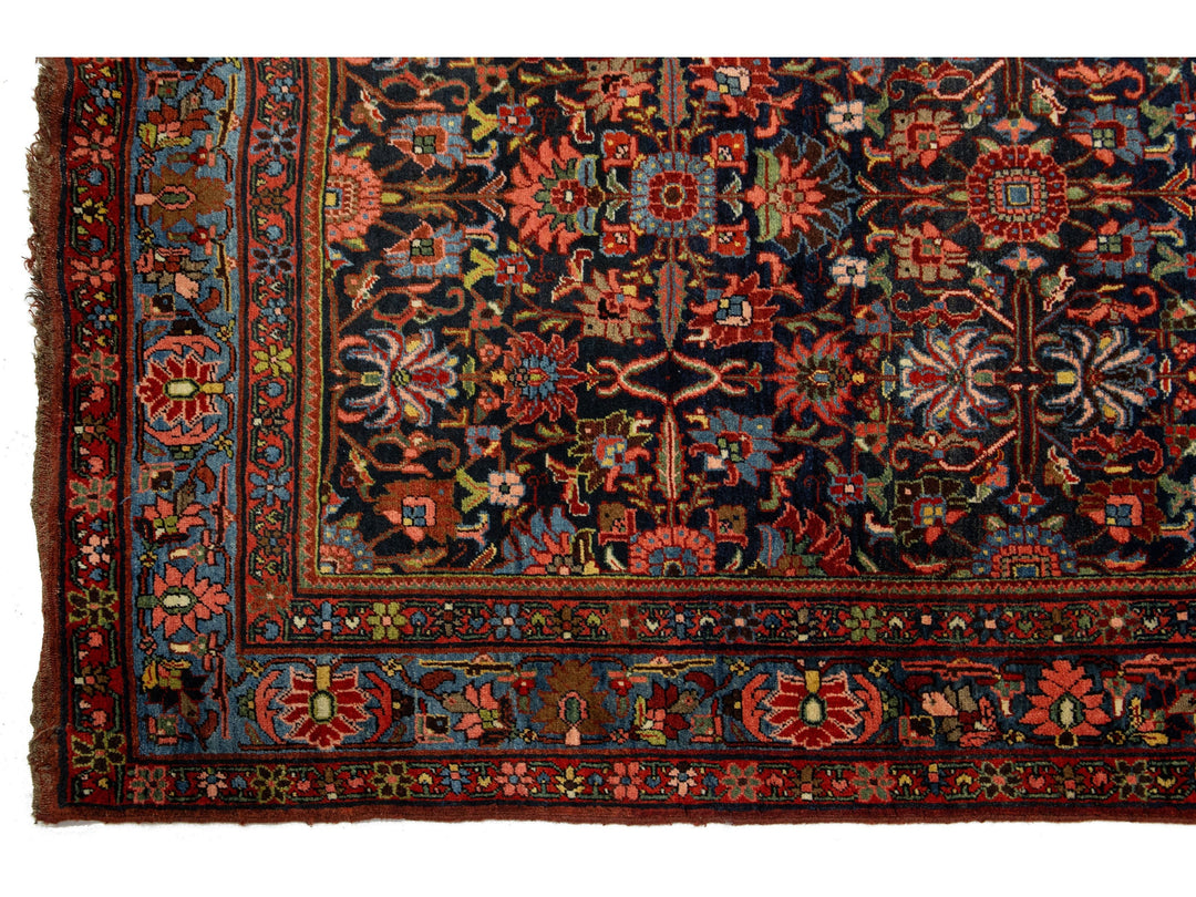 Antique Persian Bidjar Wool Rug 9 X 21