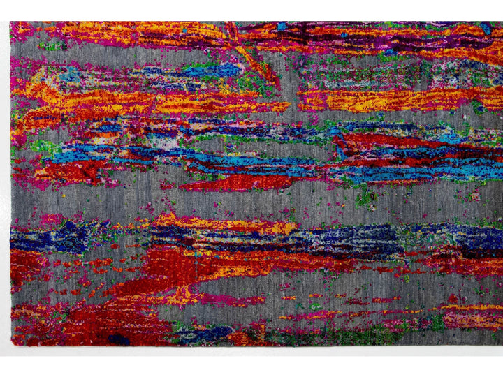 Modern Wool and Silk Rug 9 X 12