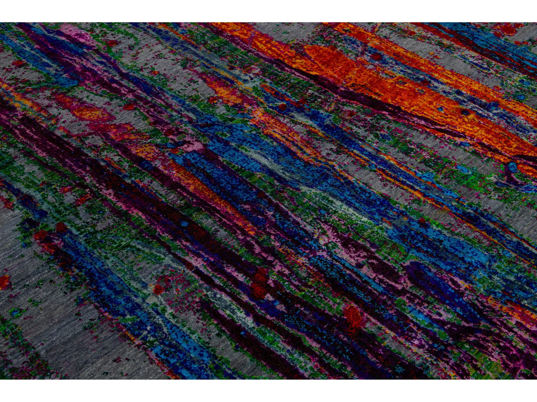 Modern Wool and Silk Rug 9 X 12