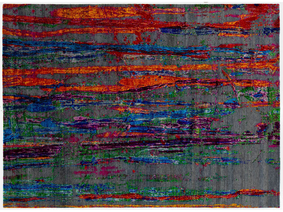 Modern Wool and Silk Rug 11 X 16