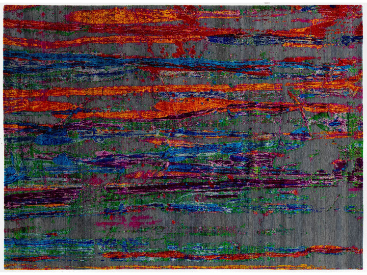 Modern Wool and Silk Rug 11 X 16