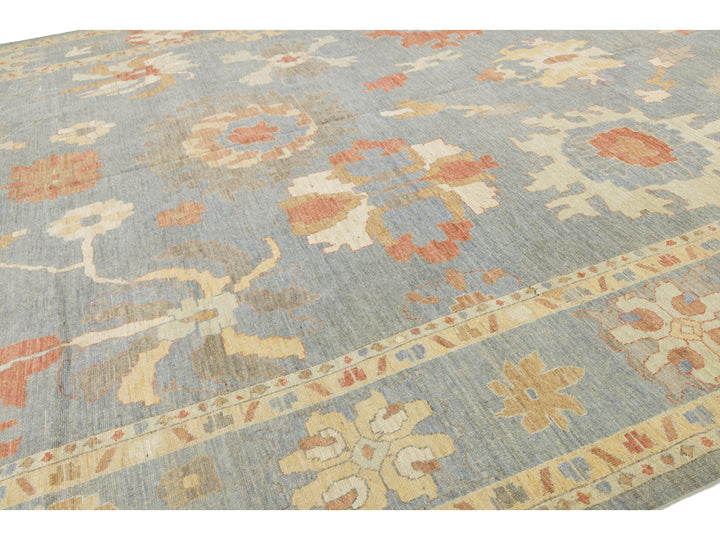 Modern Oushak Wool Rug 14 X 17