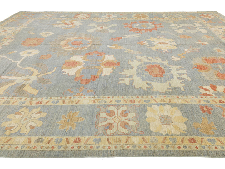 Modern Oushak Wool Rug 14 X 17