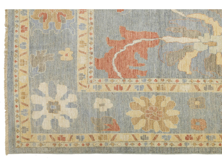 Modern Oushak Wool Rug 14 X 17