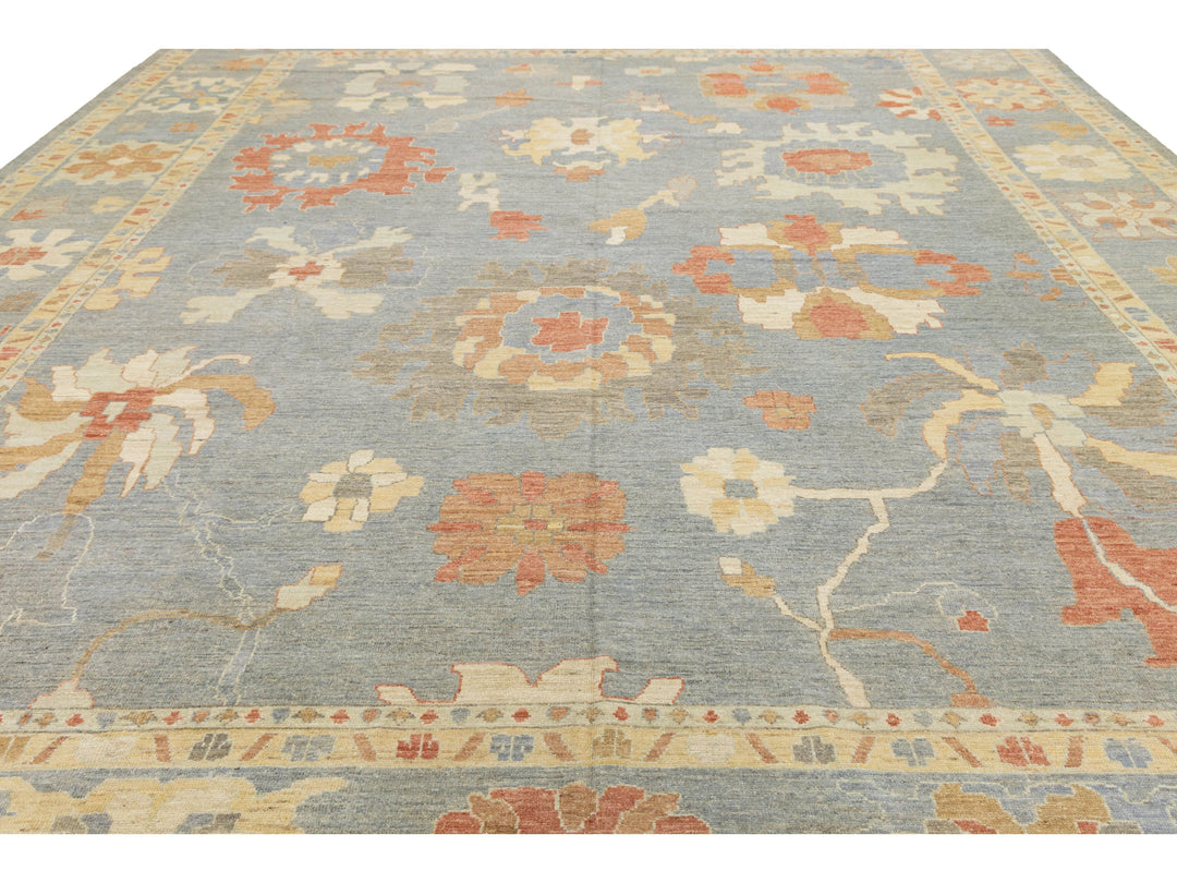 Modern Oushak Wool Rug 14 X 17