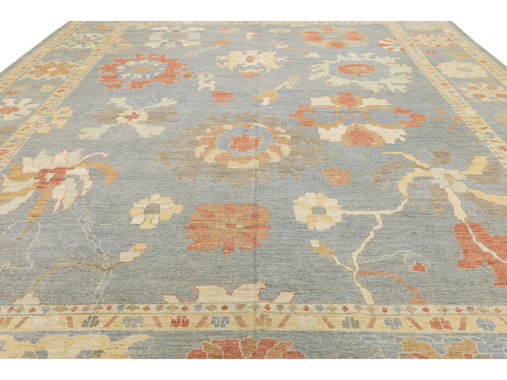 Modern Oushak Wool Rug 14 X 17