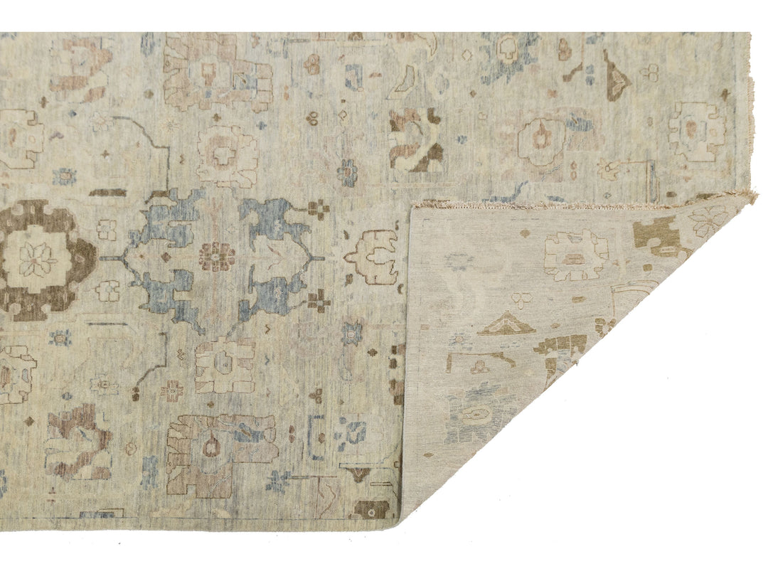 Modern Oushak Wool Rug 13 X 17