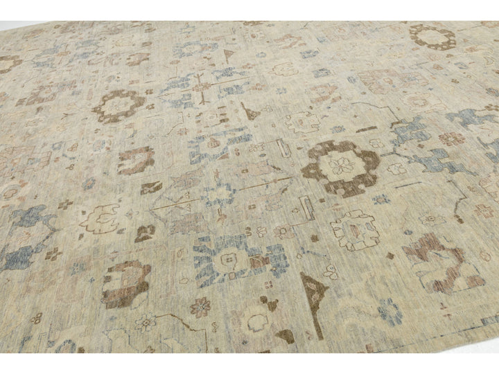 Modern Oushak Wool Rug 13 X 17