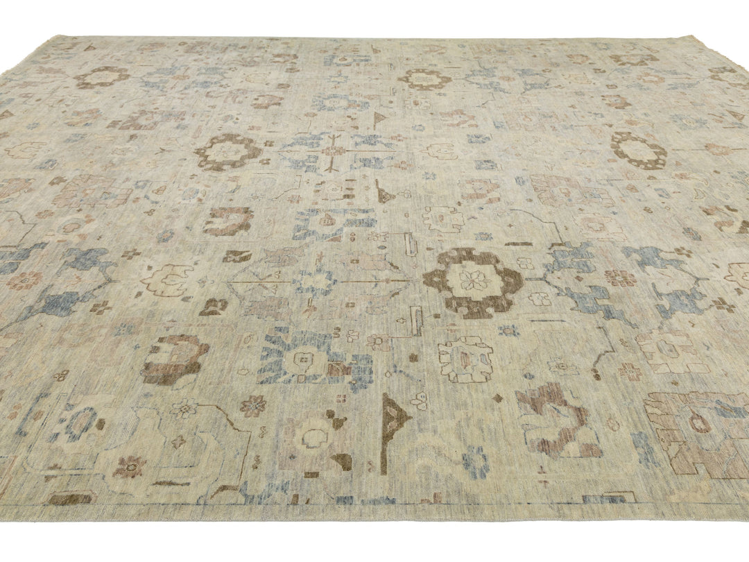 Modern Oushak Wool Rug 13 X 17
