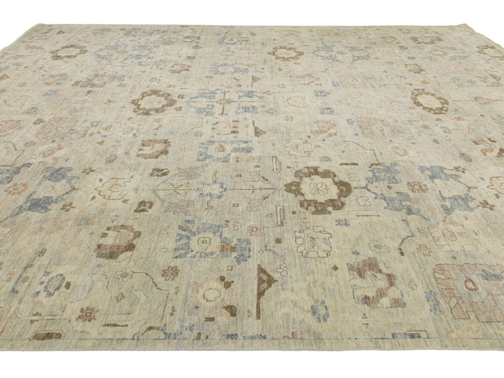 Modern Oushak Wool Rug 13 X 17