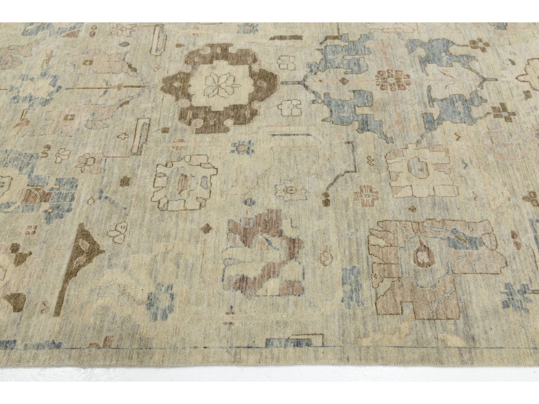 Modern Oushak Wool Rug 13 X 17