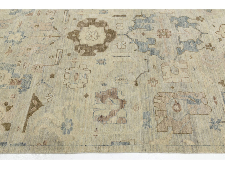 Modern Oushak Wool Rug 13 X 17