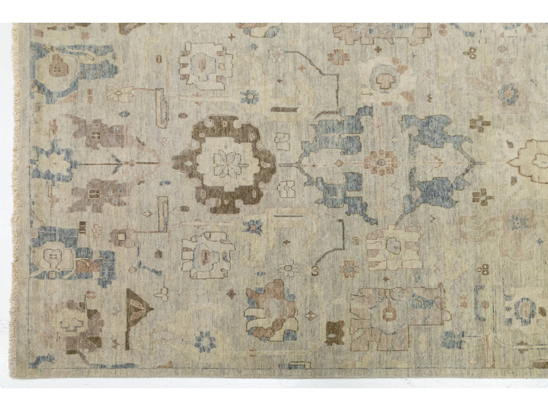 Modern Oushak Wool Rug 13 X 17