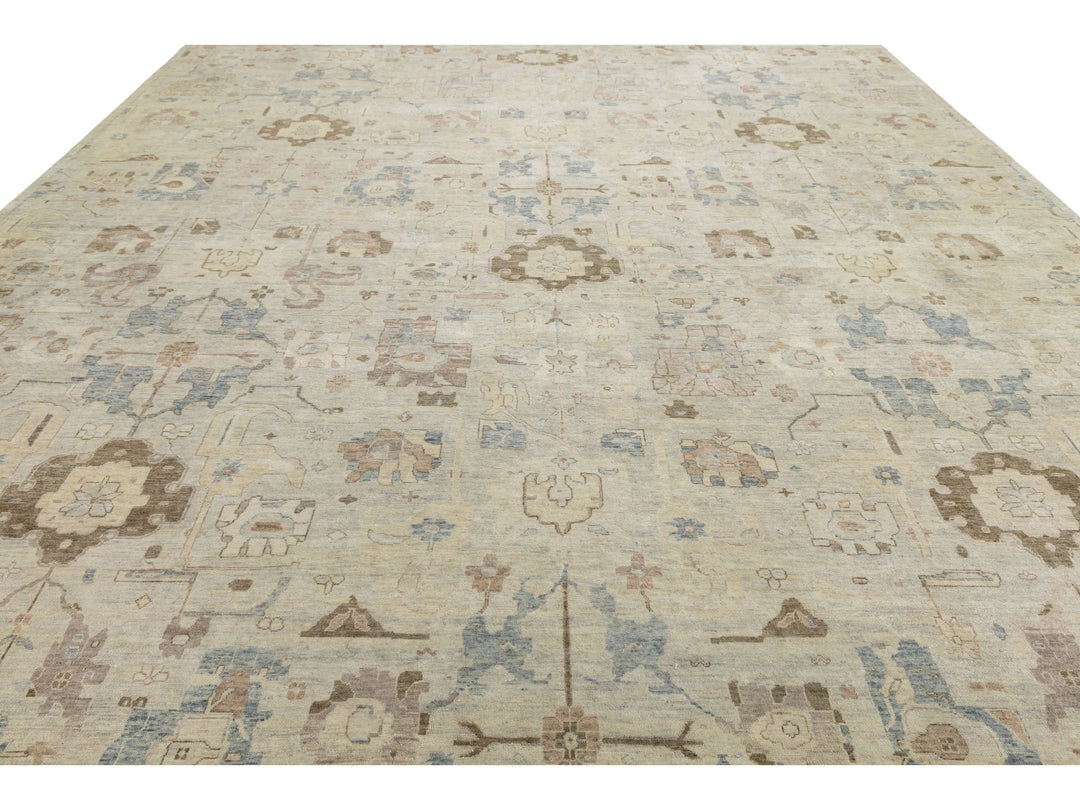 Modern Oushak Wool Rug 13 X 17