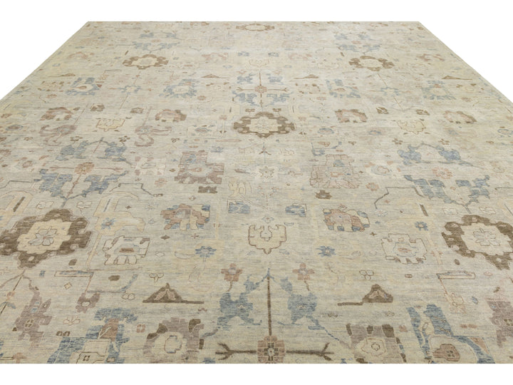 Modern Oushak Wool Rug 13 X 17