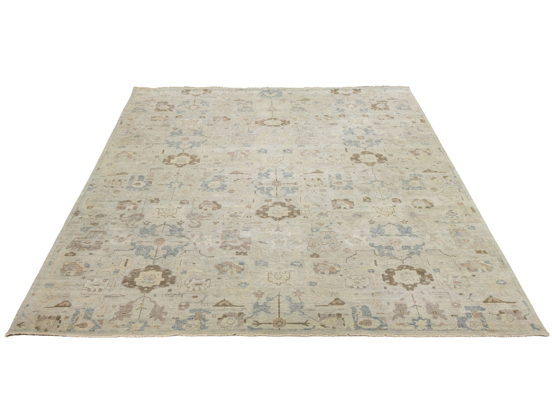Modern Oushak Wool Rug 13 X 17