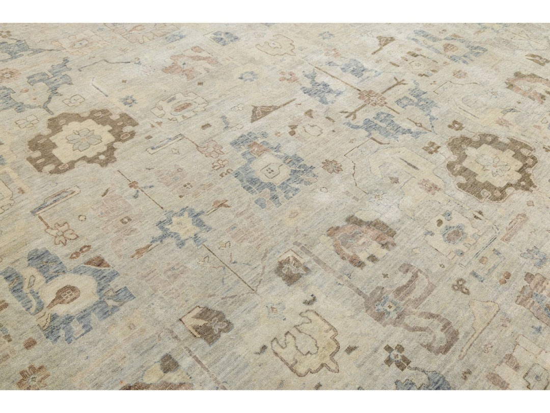 Modern Oushak Wool Rug 13 X 17