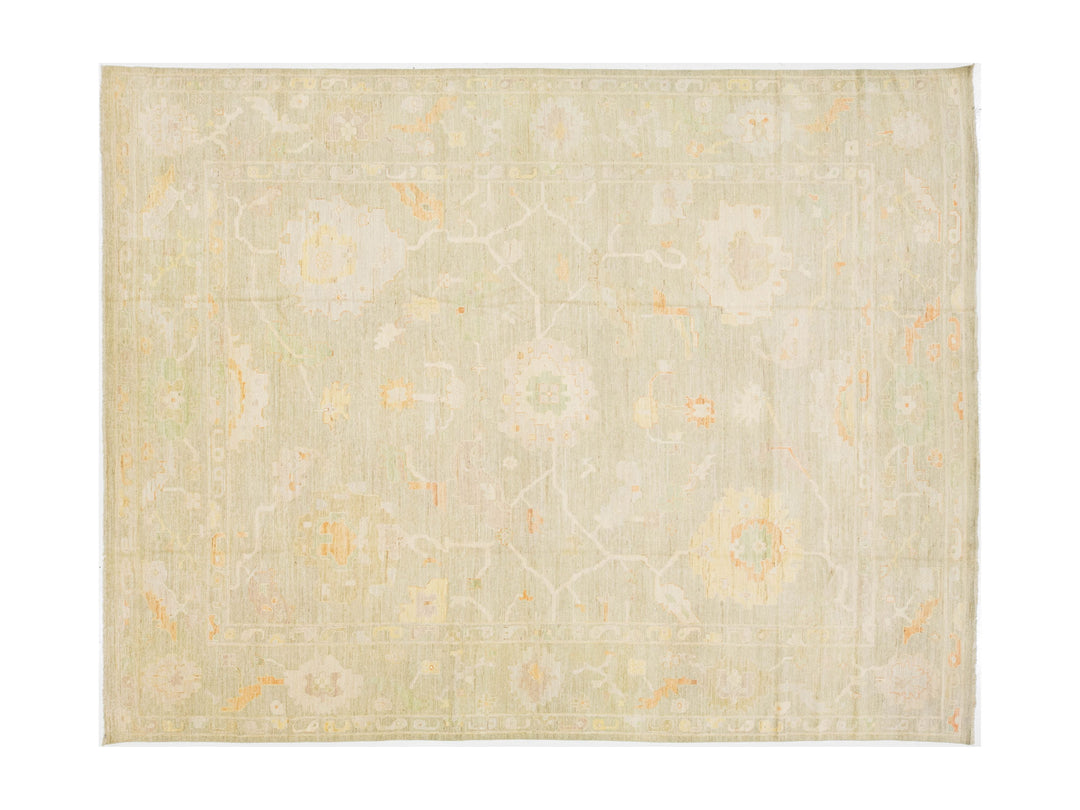 Modern Oushak Wool Rug 12 X 15