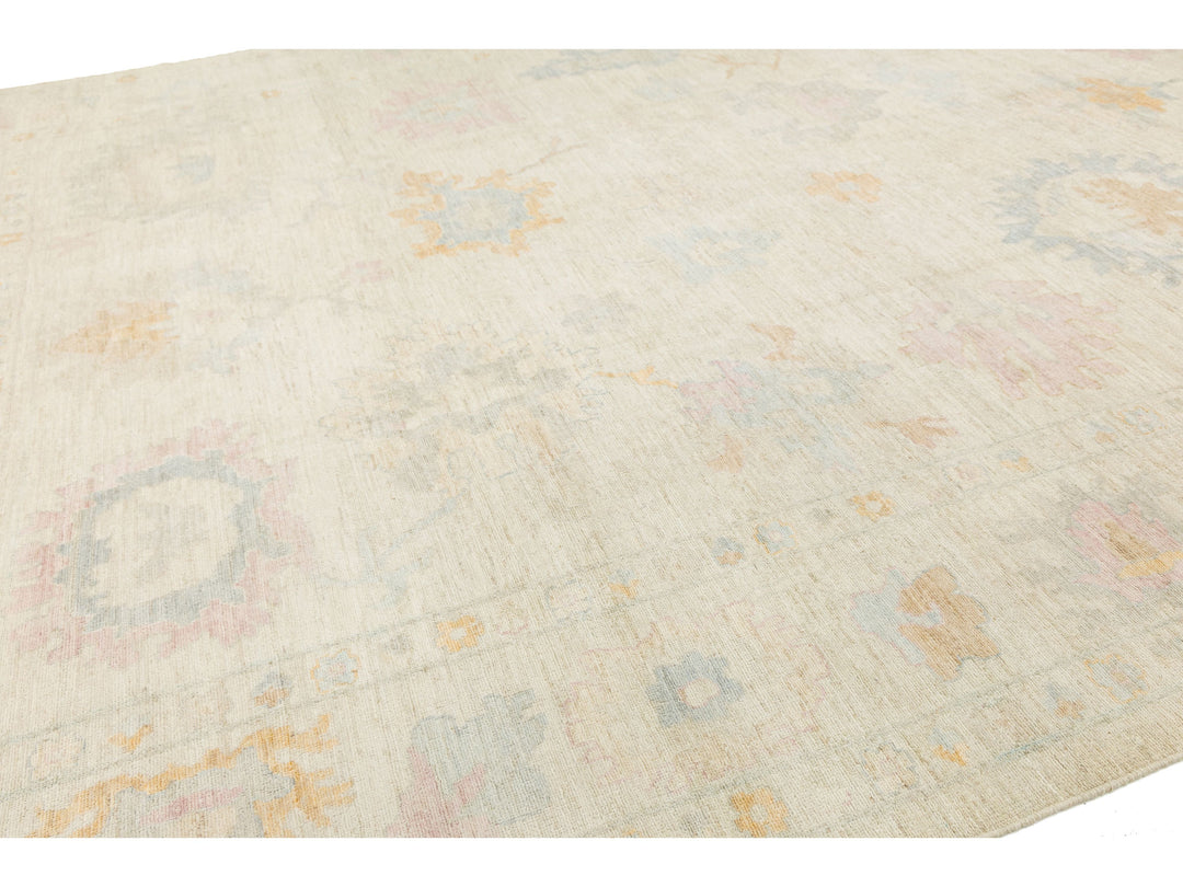 Modern Oushak Wool Rug 12 X 15