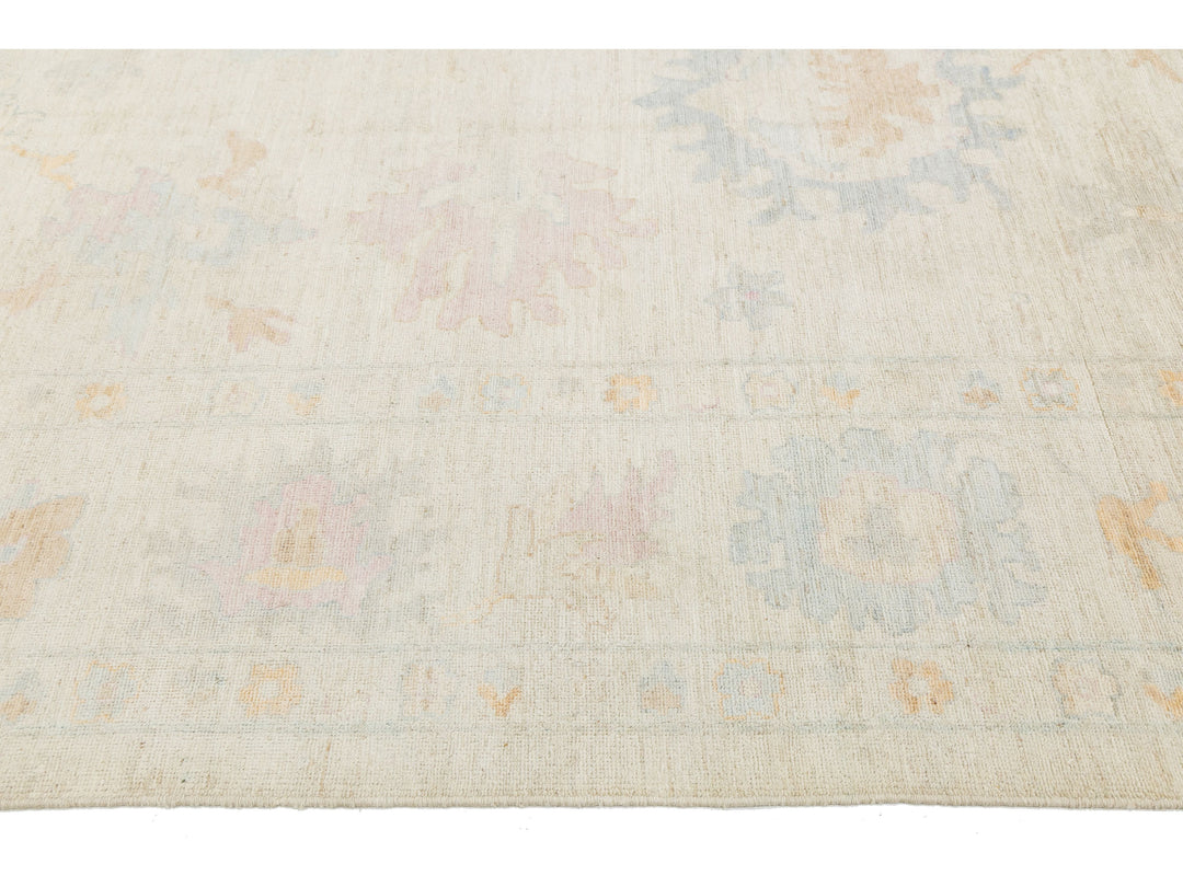 Modern Oushak Wool Rug 12 X 15