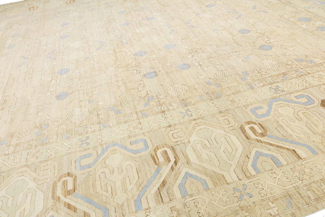 Modern Khotan Wool Rug 17 X 21
