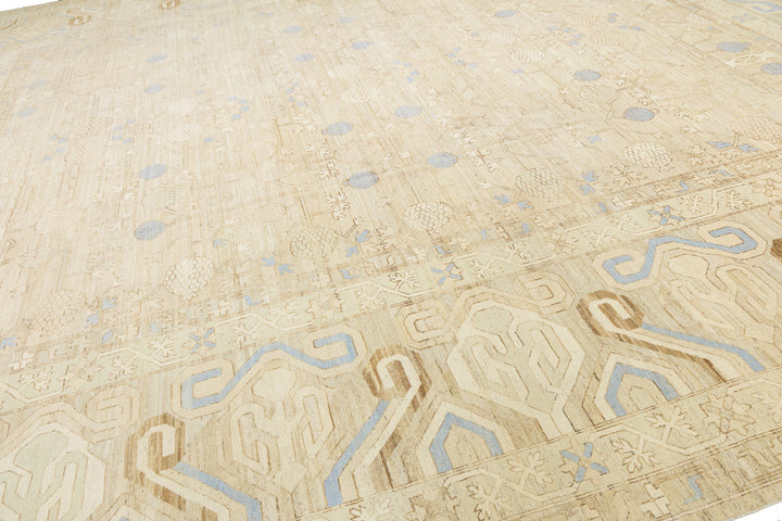 Modern Khotan Wool Rug 17 X 21