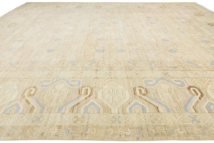 Modern Khotan Wool Rug 17 X 21
